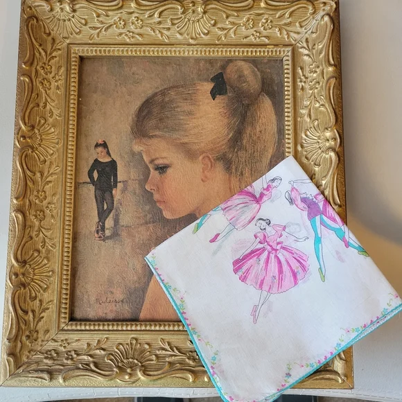 Ballerina Hankie ~ Handkerchief ~ Vintage ~ MCM ~ Pretty! - Picture 3 of 16